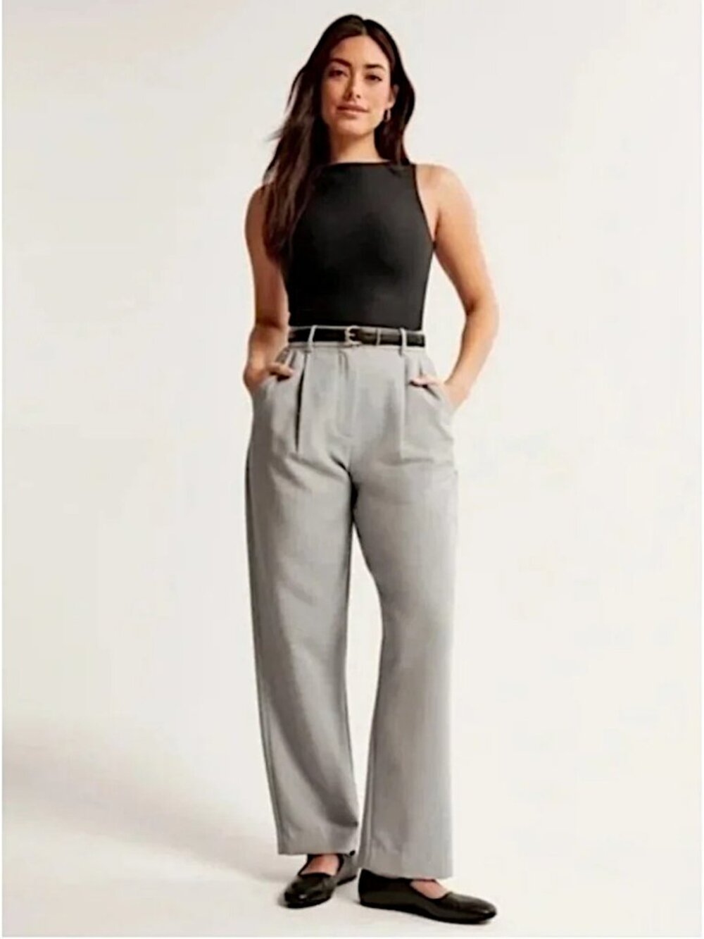 NWT Abercrombie & Fitch grey ultra high straight leg trouser pants